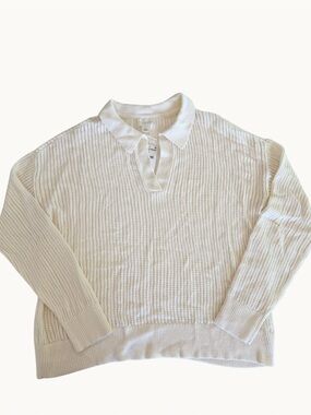 Caslon open-weave collared sweater, ivory